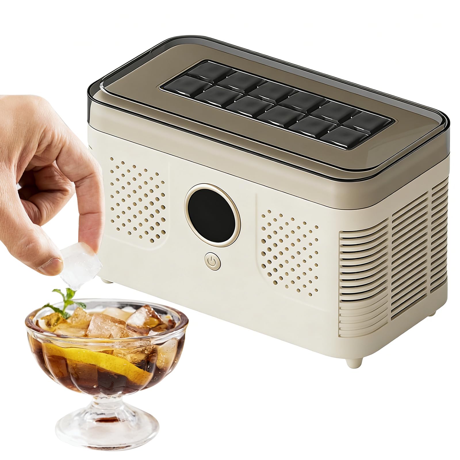 Macchina per il ghiaccio portatile, 12 cubetti per ciclo, ghiaccio veloce in 20 minuti, cubetti vuoti o massicci a scelta, 12 V/220 V, per auto e casa, macchina per ghiaccio compatta per viaggi