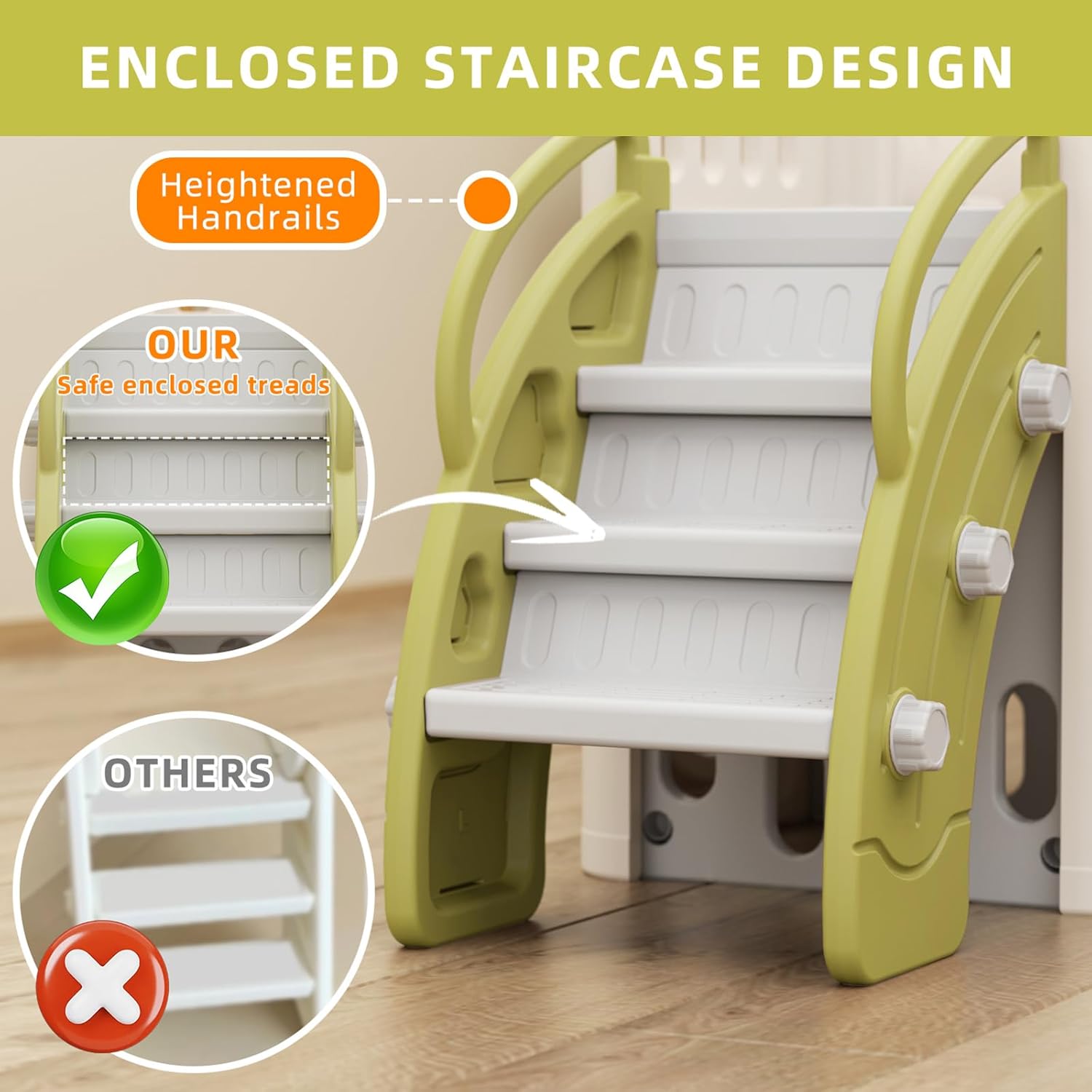 XJD 10 in 1 Toddler Slide, Jungle Double Slide Playset with Basketball Hoop, Tunnel and Storage Space, Outdoor Indoor Slide for Toddlers Age 1+,Tree House Design Toddlers Outdoor Playground (Green)