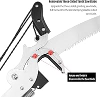 Vista 4 de BAYTORY Tijeras extensibles para podar árboles, cabeza y sierra sin poste, 4 poleas de gran altitud que ahorran la mitad de tu esfuerzo, podadora