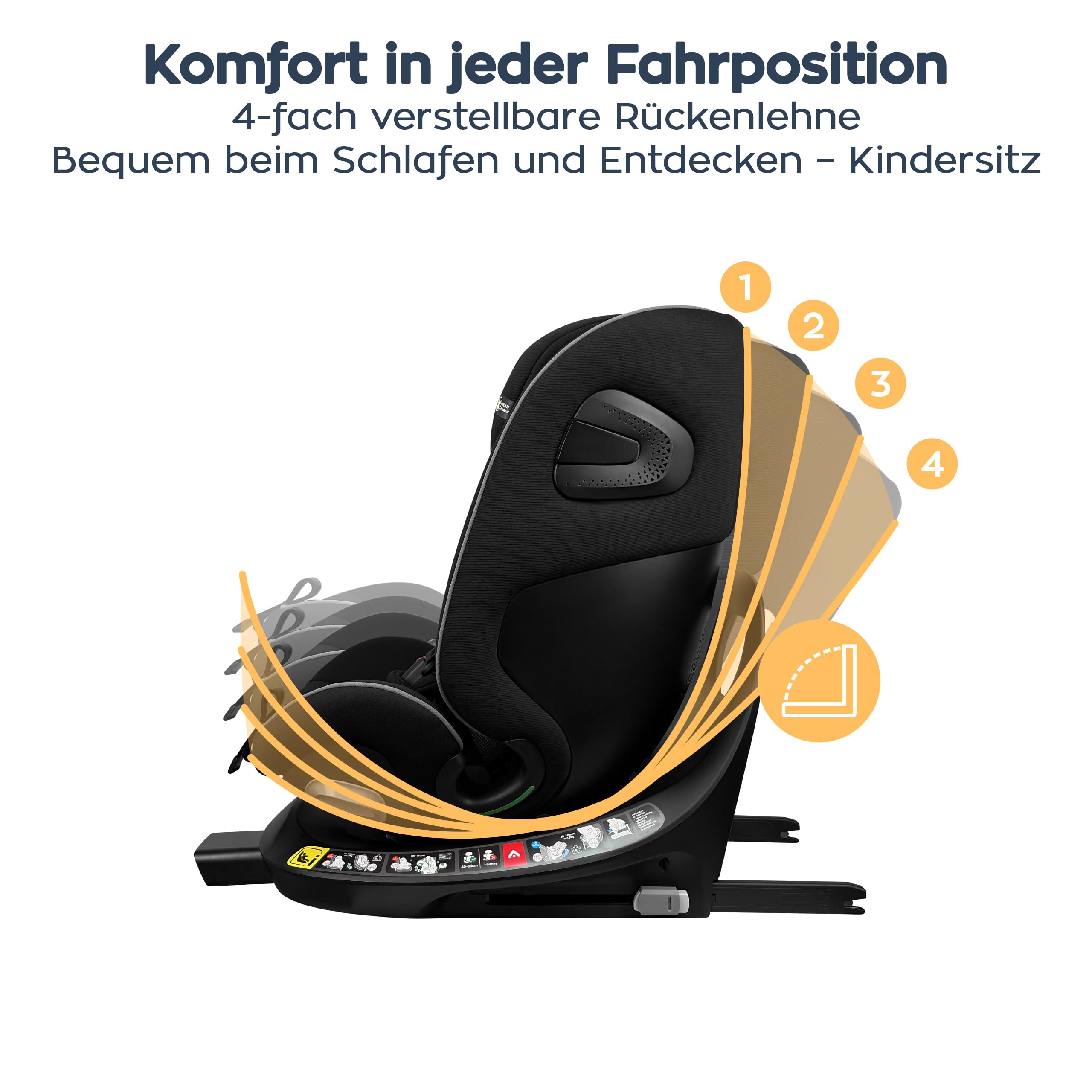 TULANO Loom 45 – Kinderautositz i-Size 360 Drehbar Reboarder – Schwarz