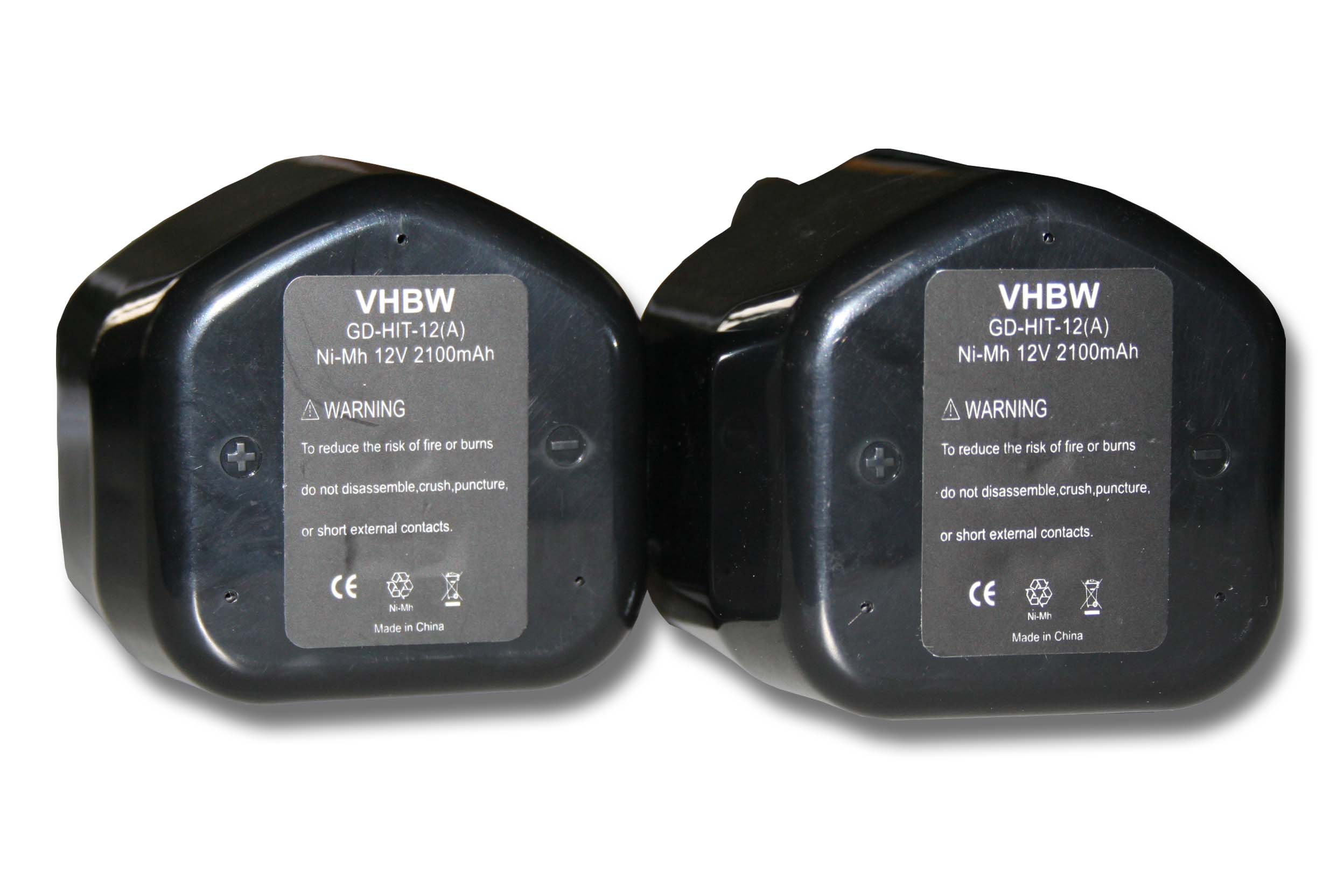 vhbw 2x batteria sostituisce Hitachi EB12B, EB12G, EB1224, FEB12S12, EB12, EB12S, FEB12, EB12M per utensile elettrico (2100 mAh, NiMH, 12 V)