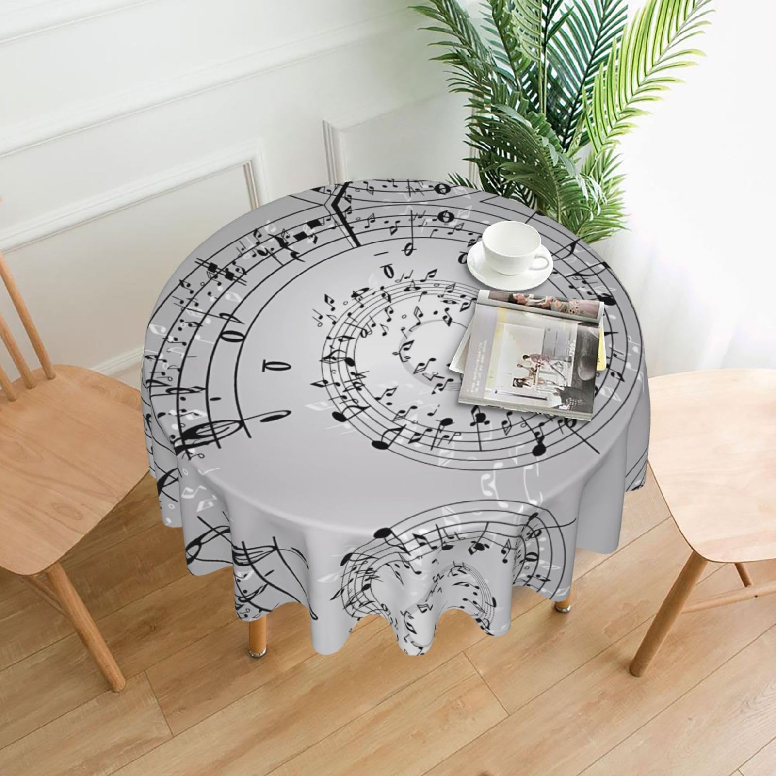 hhxvcv Music Note Wall Round Tablecloth – Dining Table Cover