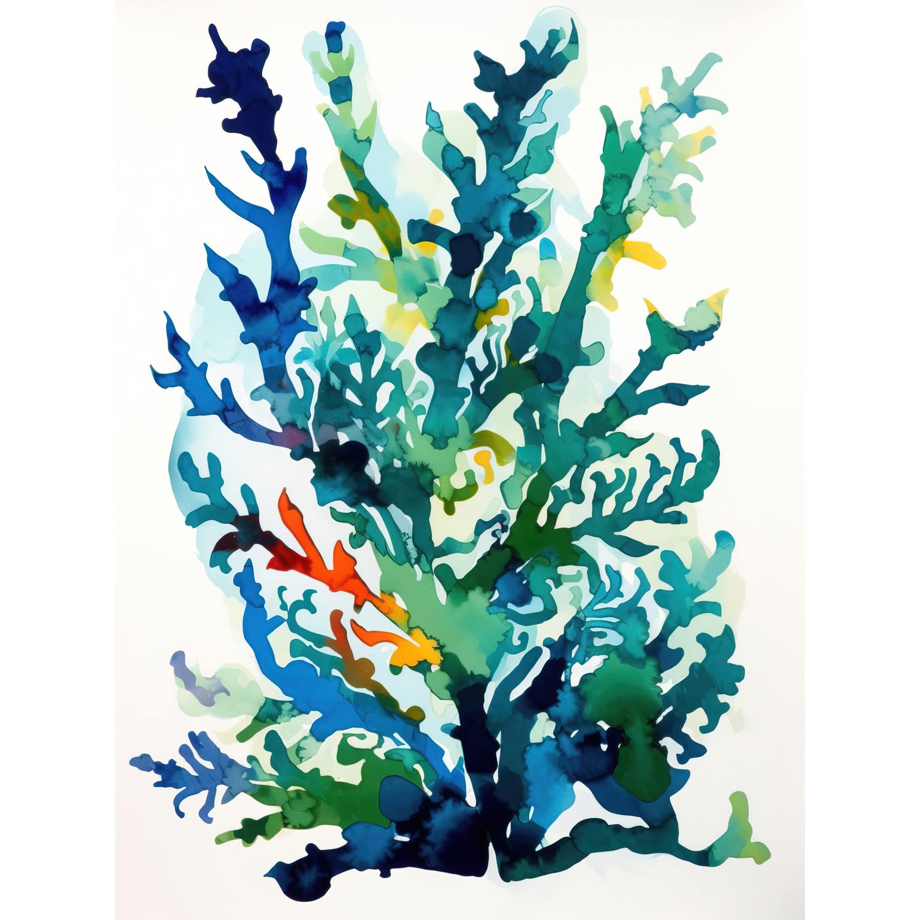 Artery8 Seaweed Plant Abstract Folk Art Large Wall Art Poster Print Thick Paper 18X24 Inch