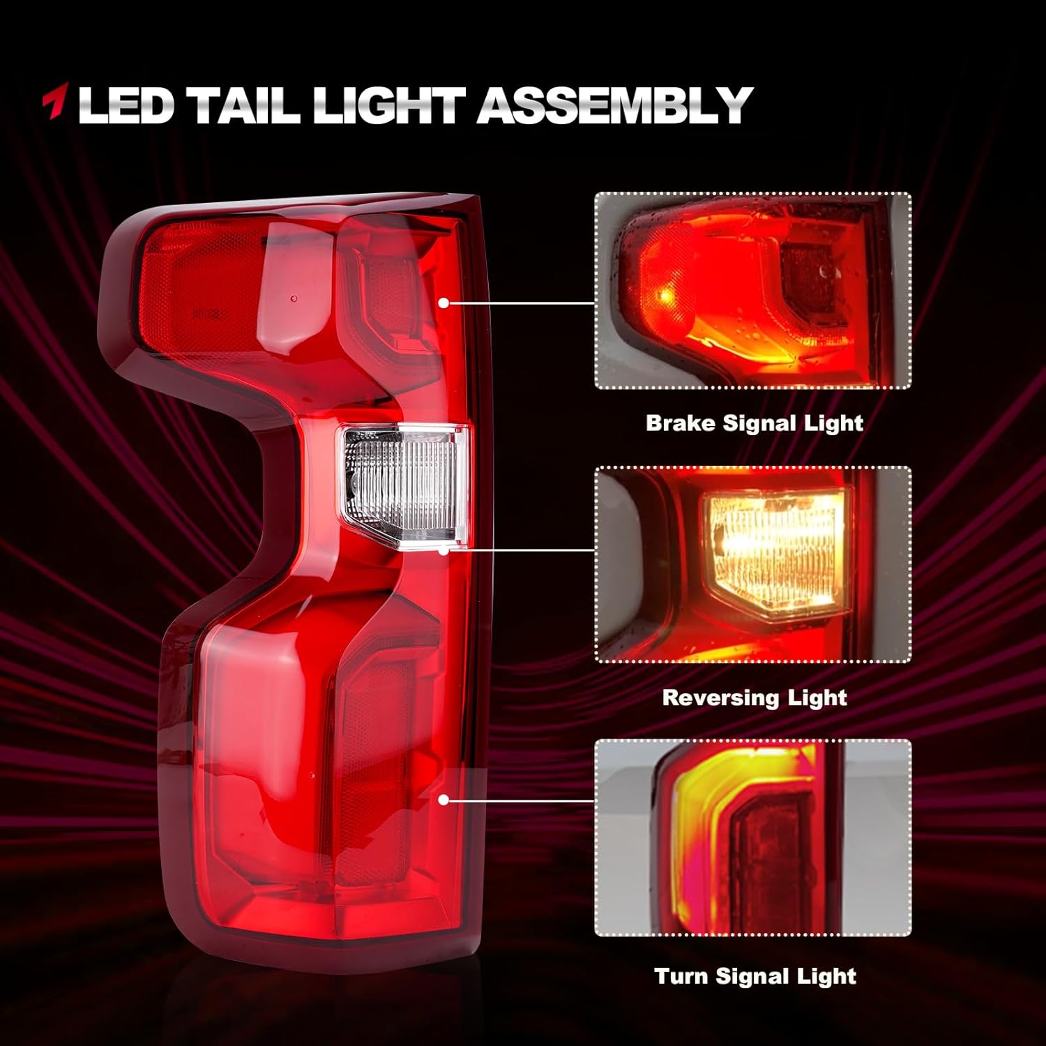 OEM Style LED Tail Light Assembly Tail Lamp Compatible with 2019 2020 2021 2022 2023 Chevy Silverado Replace# 84678149, 84554658, 85115893, 87826666, GM2800311 (Rear Left Driver Side)