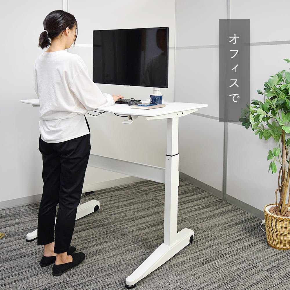 Amazon | 昇降デスク レバー式 STARPLATINUM 簡単組立 簡易キャスター 