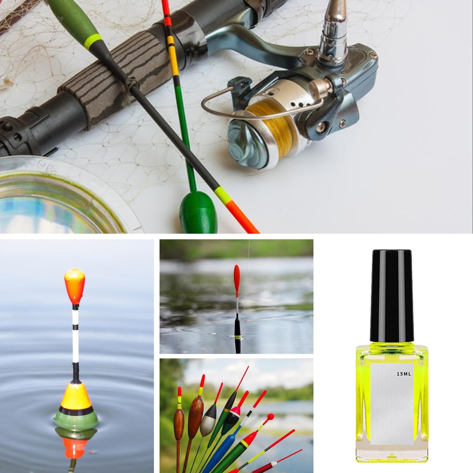 Angelbojenfarbe Set - 6 Farben + Reiniger & Reparaturmittel