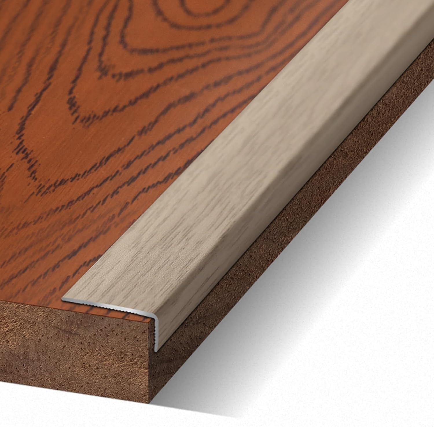 Metal Transition Strip L Molding, Wood Grain Flooring Edge Trim Strip, Tile to Vinyl Floor Covering Strip for Doorway Threshold(Style C)