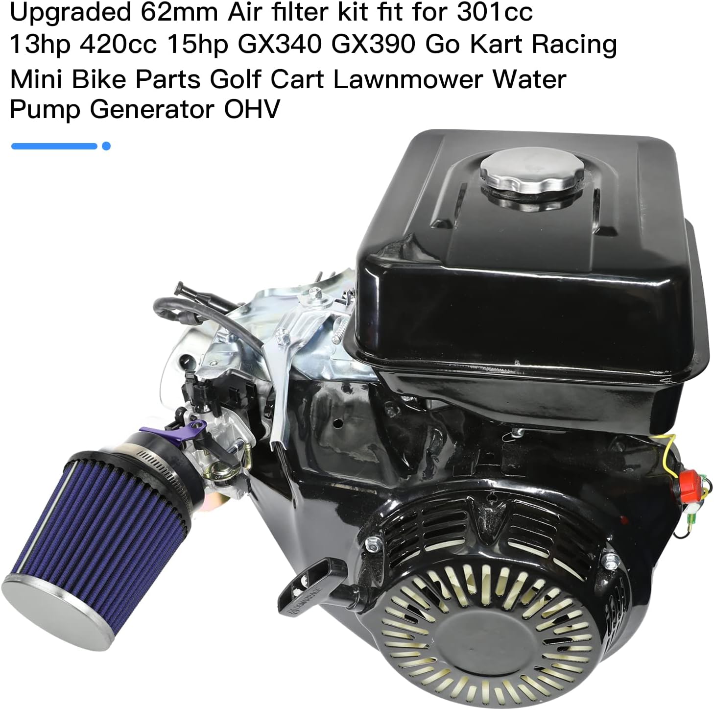 YOXUFA 62mm Header Muffler Main Jet Compatible with Predator 420cc 301cc 13hp GX340 GX390 389cc Mini Bike Go Kart Lawnmower Water Pump Pressure Washer Generator Part