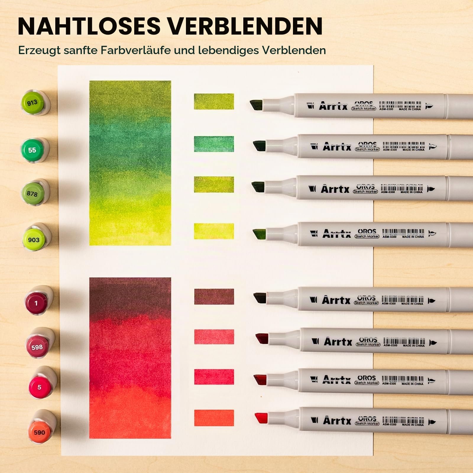 Arrtx Oros Alkoholmarker für Steine 160 Farben, Pinselspitze Acrylmalstifte für Felsmalerei, Holz, Leinwand, Stein, Glas, Keramik, Stoff, DIY Kunsthandwerk & Kunstzubehör, Geschenkpaket