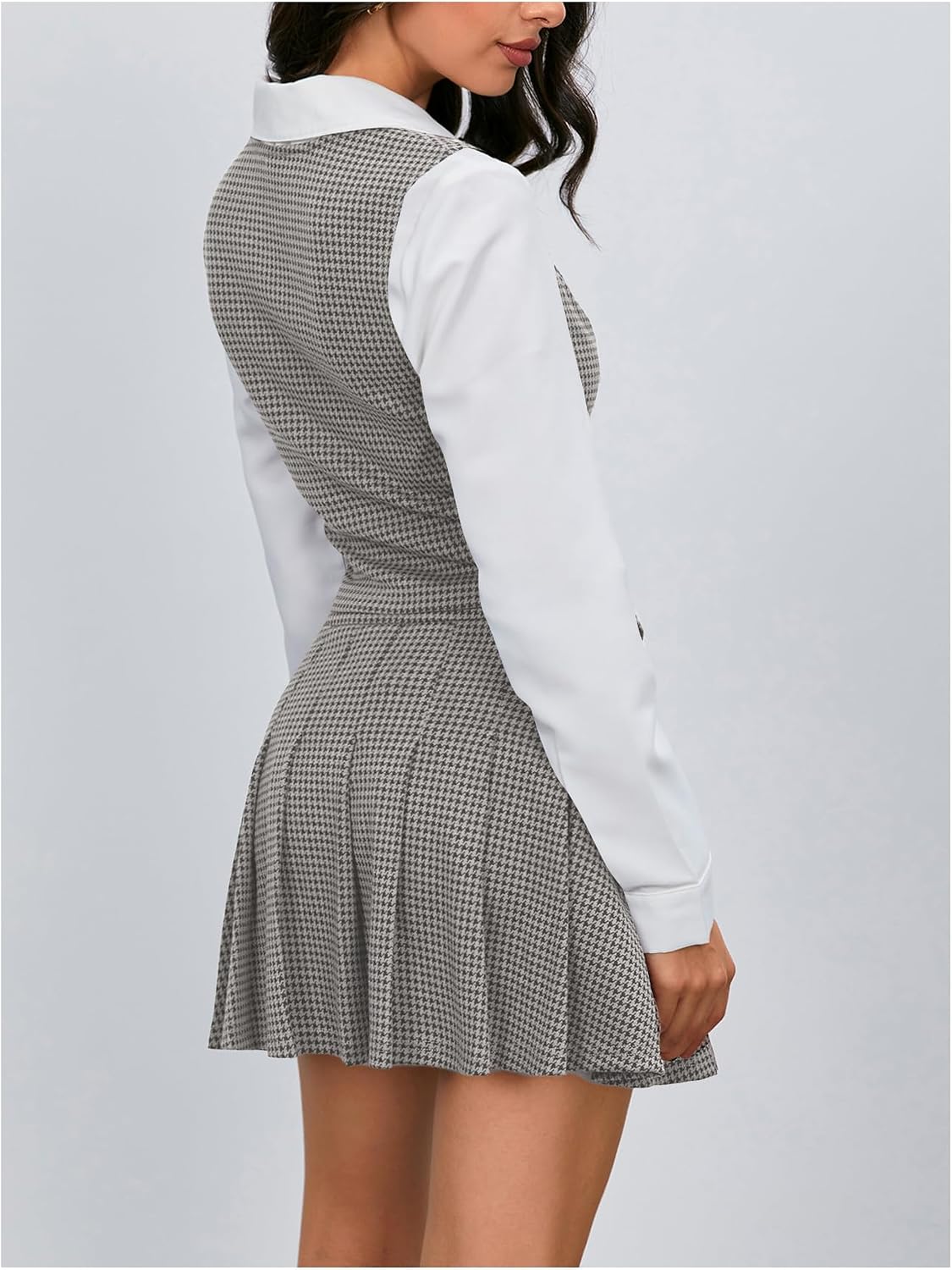 Milumia Women's Plaid Skirt Sets 2 Piece Outfits Vest Top and Pleated Suit