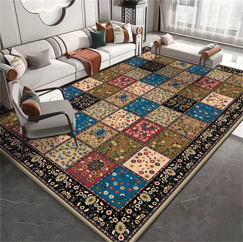 Tapis chambre ado lavable en machine tapis de salon antidérapant 70x140 floral pastoral