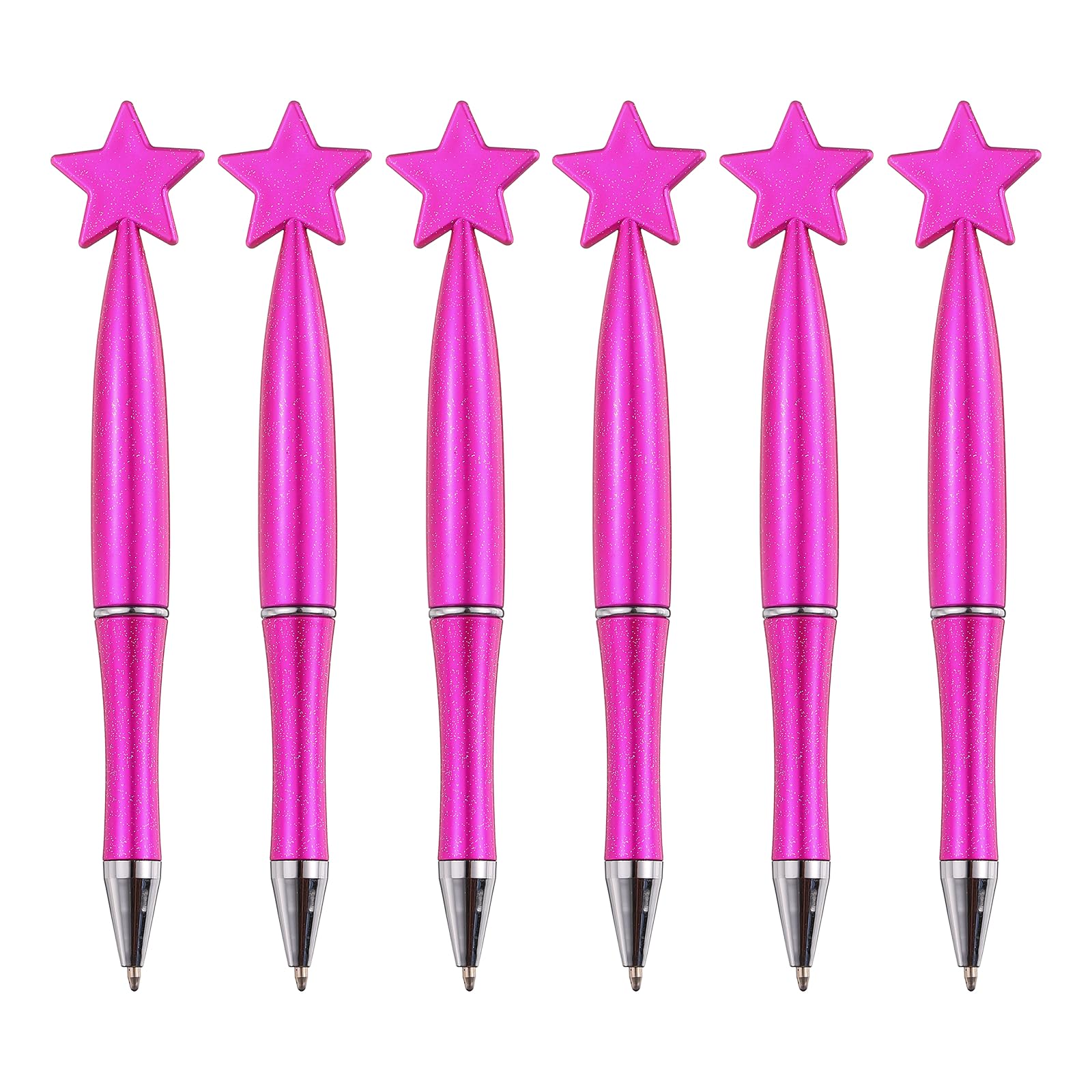 PATIKIL 6 Pcs Star Ballpoint Pens, 1.0mm Tip Cute Twist Writing Pens Black Ink for Home Office Writing Supplies Valentine's Christmas Wedding Party Gifts, Pearlescent Red