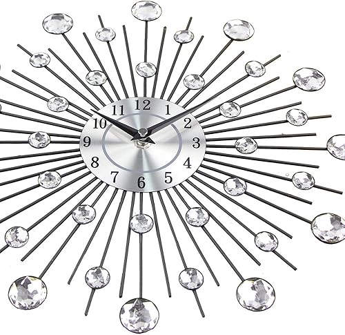 Miniatura 6 de Reloj de pared de cristal  Reloj de pared decorativo de metal hecho a mano para sala de estar, dormitorio, espacio de oficina