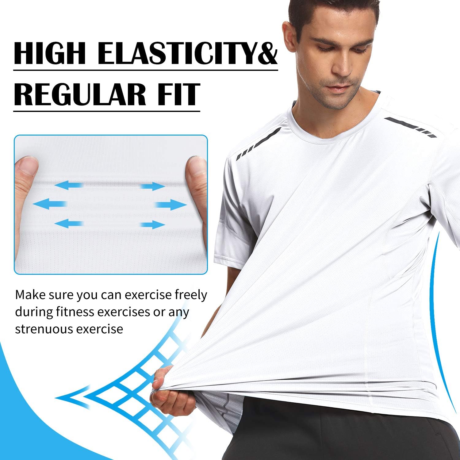 visionreast Men's Sports T-Shirt Moisture Wicking Quick Dry Workout Stretch Tee Running Gym Training Athletic T-Shirts