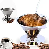 Filtro de Café Reutilizável em Aço Inox, Coador Manual Sem Papel, Ideal para 1 a 2 Xícaras, Preserva o Sabor Natural, Fácil de Usar e Limpar 、