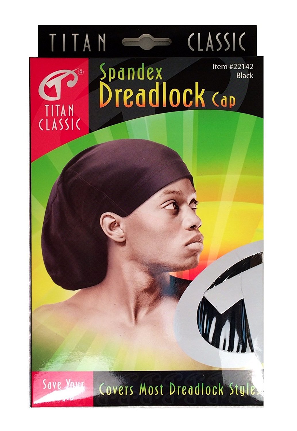 Titan Spandex Dreadlock Cap for Men – Stretchable & Breathable Hair Sock for Locs, Dreads & Braids – Smooth Fabric, Standard Length, Comfortable Fit for Daily Wear, Black