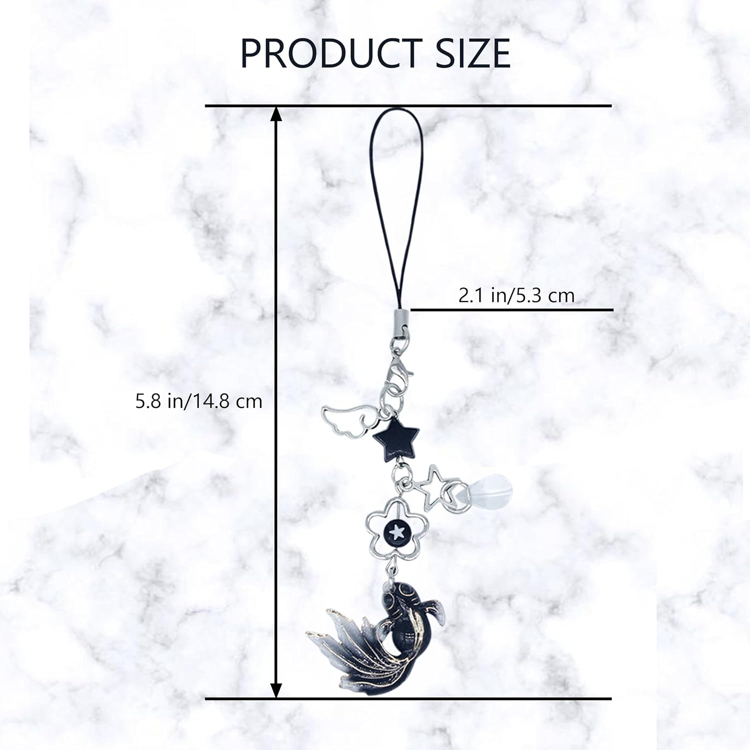 Aesthetic Phone Charm Star Goldfish Cell Phone Charms Straps for Phone Case, Cute Y2K Fish Charm Keychains Accessories for Women Phone, Camera, and Bag