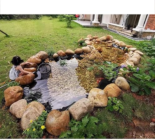 Image hubzclbl Pond Liner,Pond Underlay Family Swimming Tarps Tear Resistance Multifunction Moisture-proof Garden Fish Pond Waterfall Fountain,customizable (Color : Black, Size : 4x5m) (Black 8x10 m)