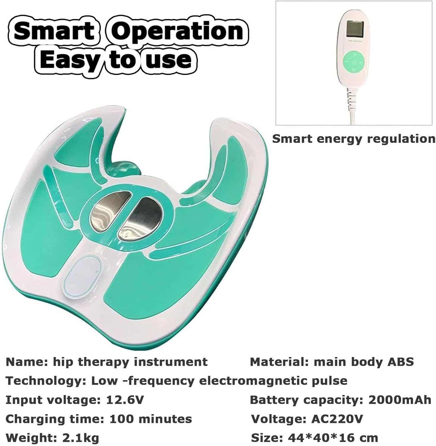 Device in use, showing pelvic correction and vibration
