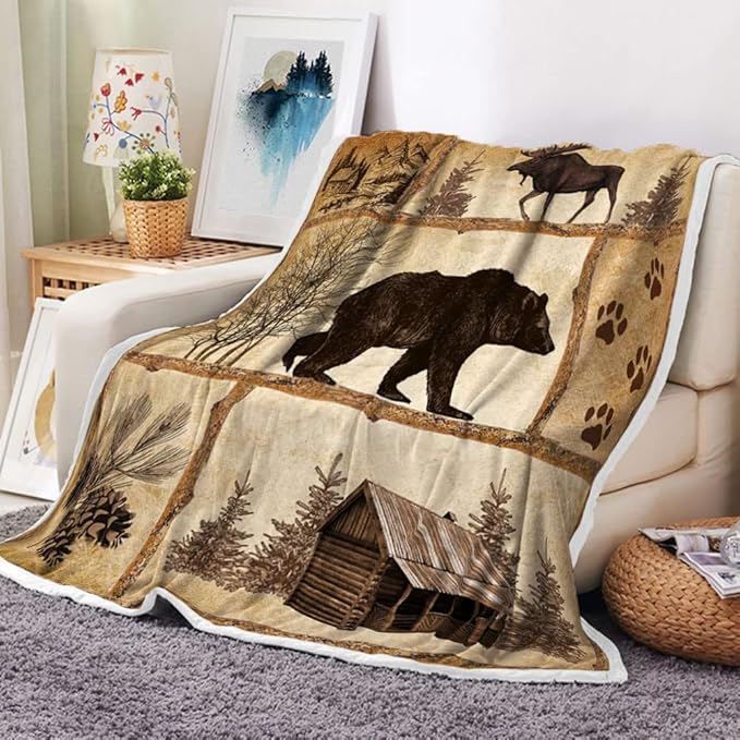 Bzhilja Rustic Cabin Throw Blankets, Farmhouse Country