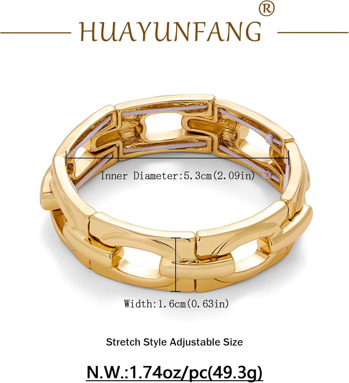 Chunky Gold Stretch Bracelet for Women Adjustable Elastic Chain Bracelet Bold Statement Bracelet Trendy Jewelry - Image 6