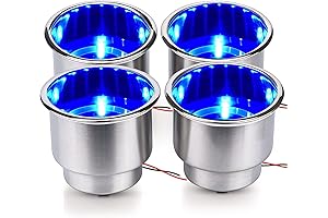 4 Pcs LED Stainless Steel Cupholder Fit for RV Boat Vehicles Yacht Drink Holder