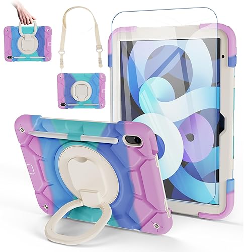 Funda para iPad (A16) 11 generación de 11 pulgadas (2025), iPad de 10.9 pulgadas (2022), con protector de pantalla de vidrio templado, soporte para