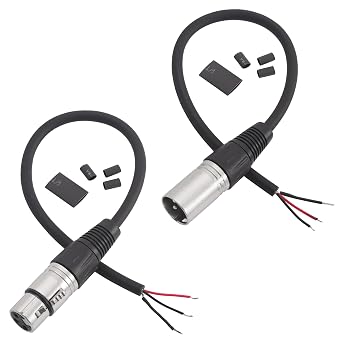 2PCS 1FT XLR Male/Female to Bare Wire Open End Cable, XLR 3PIN Pigtail Replacement Audio Cable with Heat Shrink Tubes for DJ/PA Amplifier Subwoofer Mixer