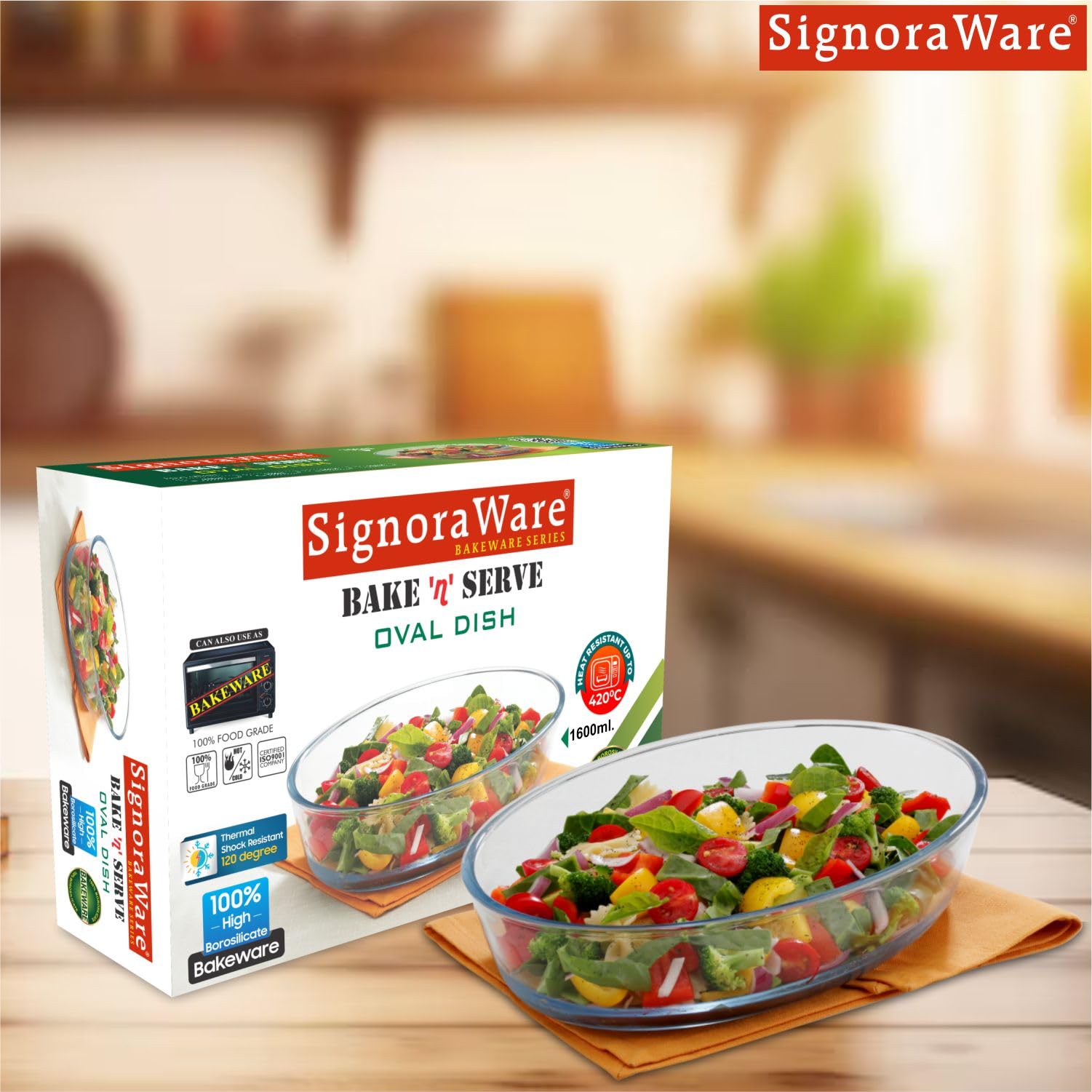 SignoraWare Bake 'N' Serve Borosilicate Glass Oval Dish | Crystal clarity | High Heat Resistant | Dishwasher, Microwave & Oven Safe | Baking & Serving | Multipurpose use ( 1.6 Ltr | Clear ) 4