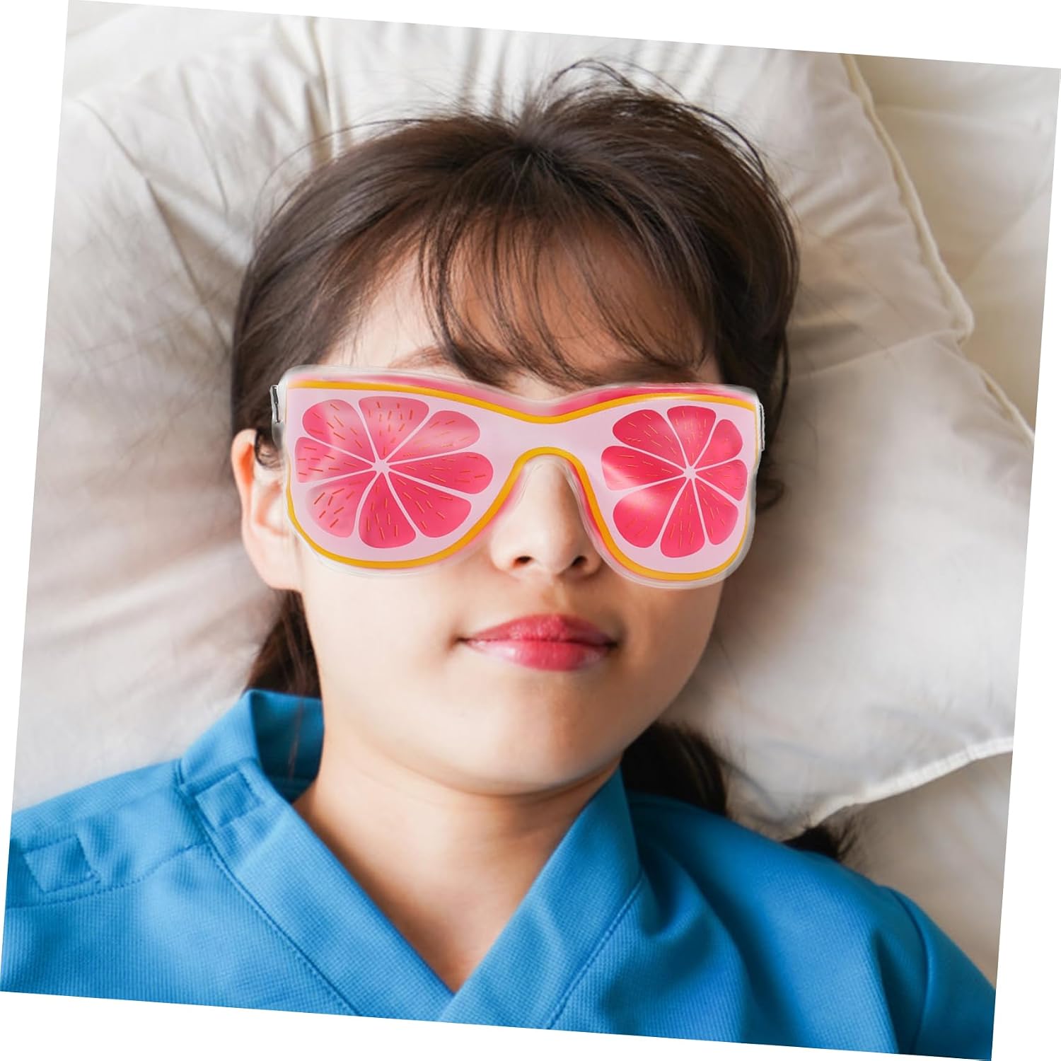 Mikinona 4pcs Cartoon Cooling Eye Masks for Boy Girl PVC Fruit Design Hot Cold Compress Eye Pads for Puffiness Dark Circles Skin-Friendly Sleep