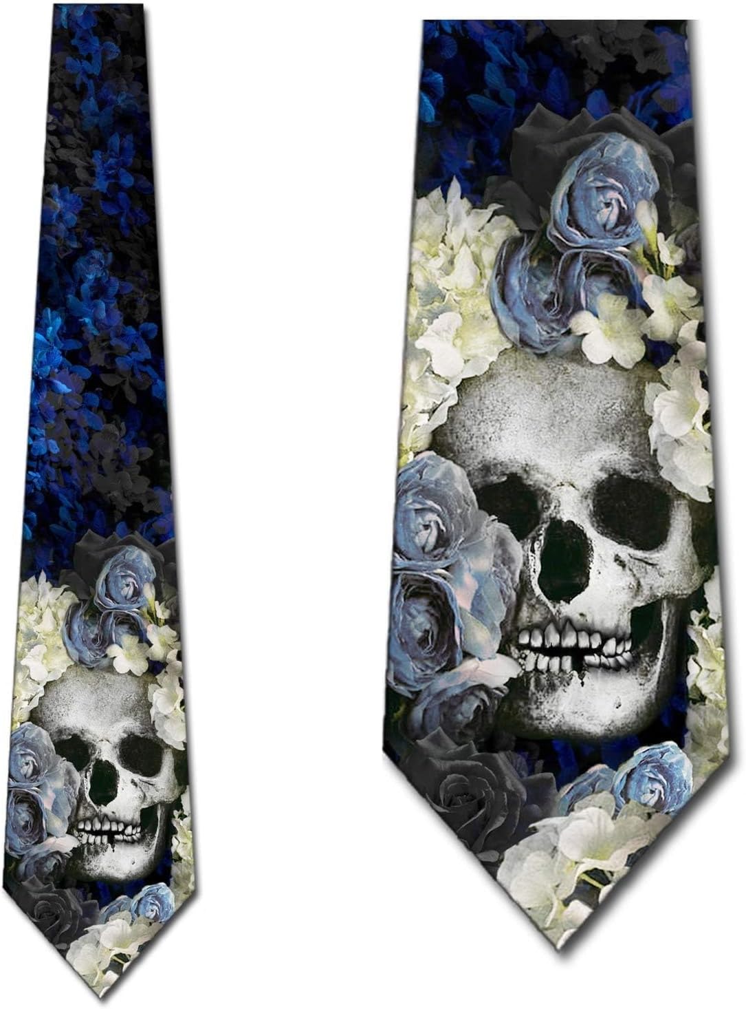 Three Rooker Skull Ties Mens Halloween Necktie Floral Tie