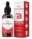 NutraChamps Vitamin B Complex for Kids, B1, B2, B3, B6, B7, B9 & Methyl B12, Kids B Complex Liquid Drops Supplement, Energy, Focus, Metabolism, Natural Berry, 120 Servings, 4 Month Supply