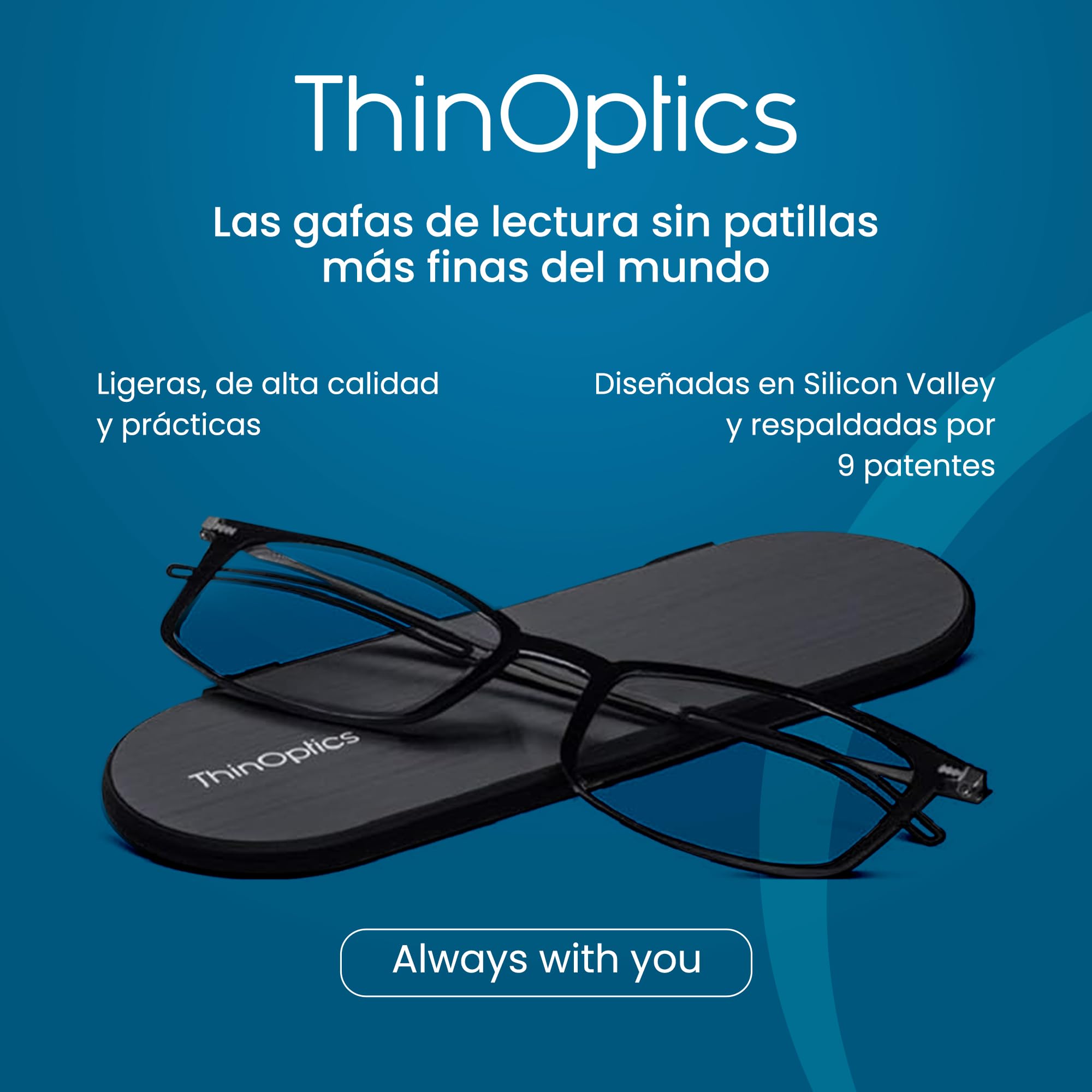 ThinOptics Gafas de Lectura Brooklyn, Rectangular, Funda Milano, Plegables | Gafas de lectura plegables y compactas para hombre y mujer, siempre a mano, tecnología Flex-Fit, para llevar en el bolsillo