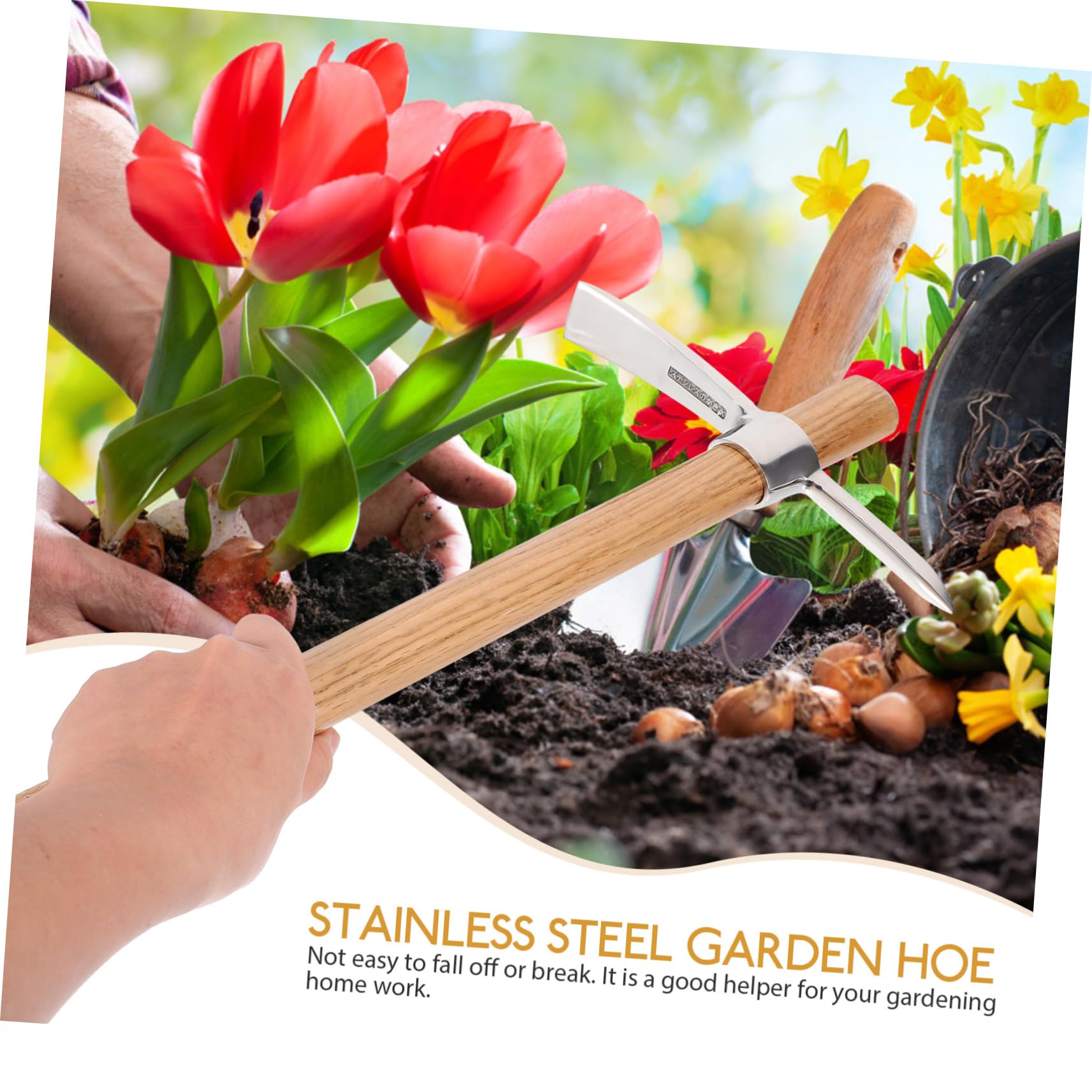 Yardwe 4 Piezas azada para cavar Tierra Herramientas de jardinería Cenefa Semillas Fuerza guadaña maceteros Plant Pot azada de Mano Herramienta de jardín azada para Plantar Flores Madera