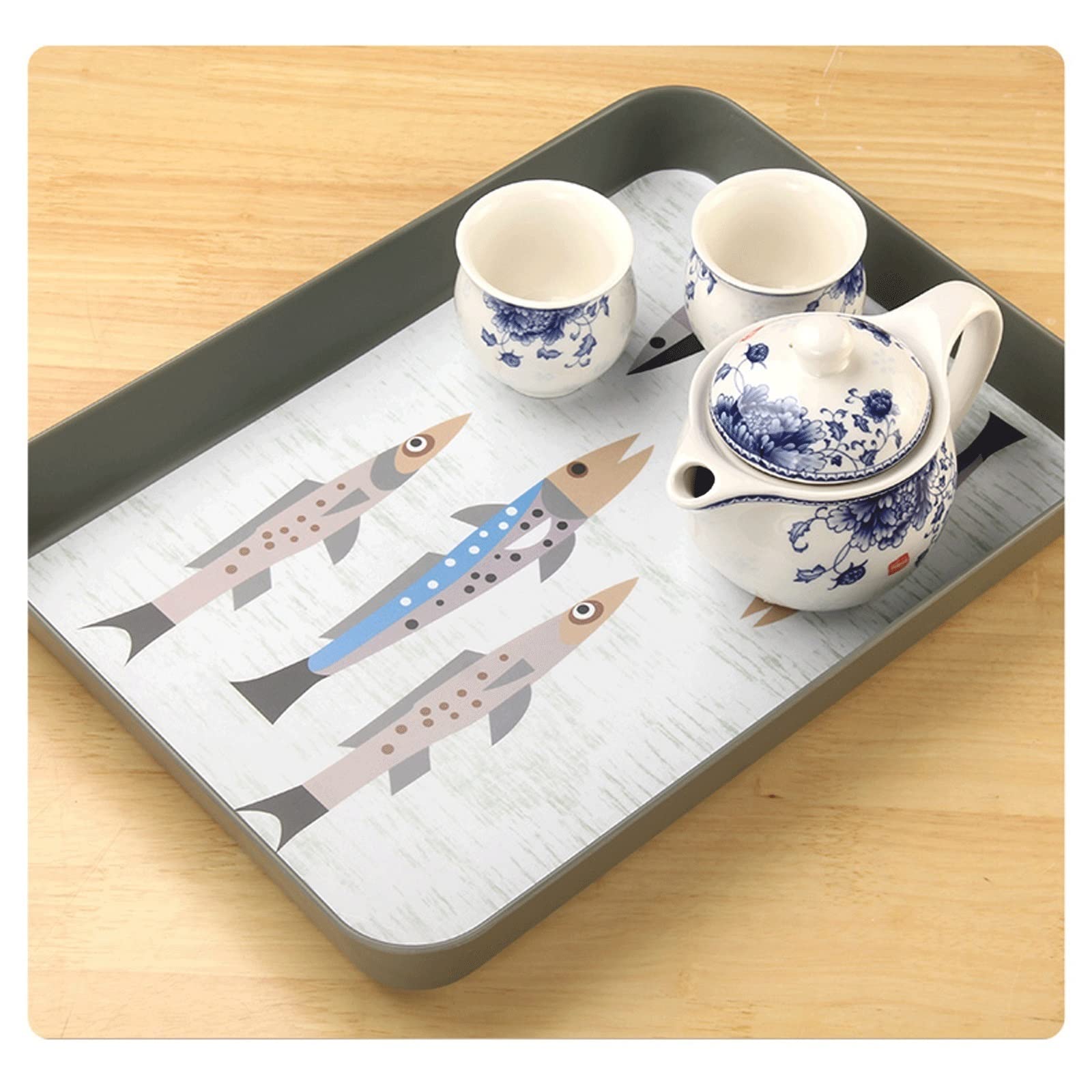 RWRAPS Bandeja de Mesa de Centro Elegante Bandeja Rectangular Adecuada para Servir Aperitivos, Aperitivos, postres con Patrones para Hacer Delicatessen, Bandeja para Servir Desayuno (Colo (Dorado)