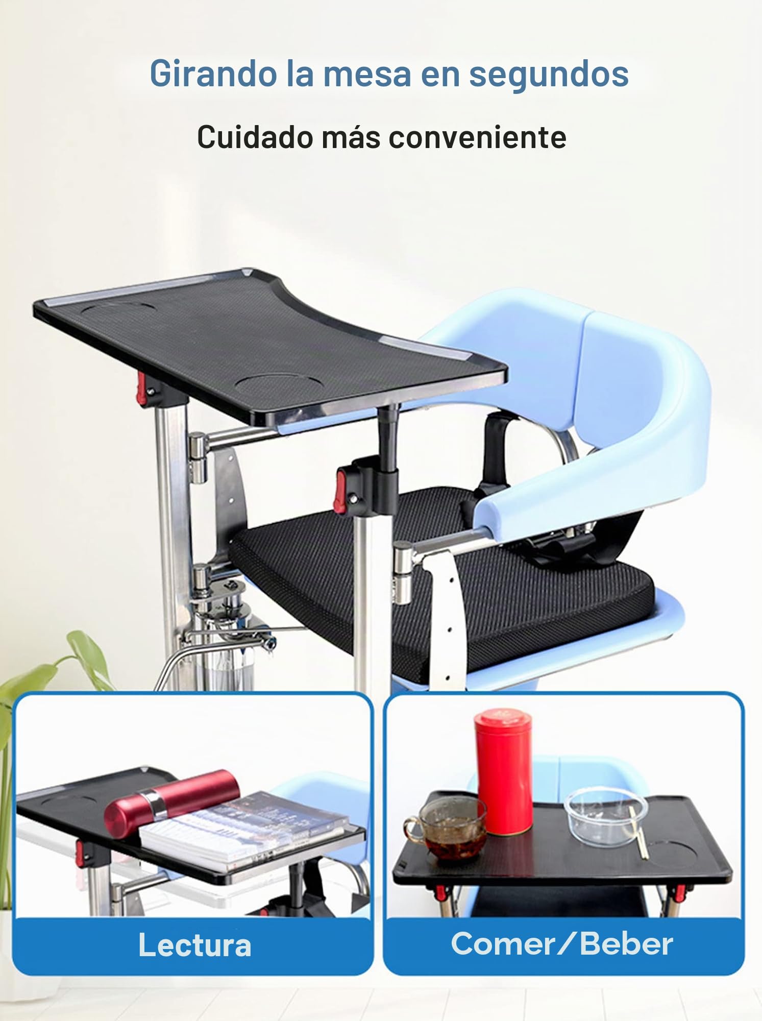 BOTOWI Elevador Hidráulico Doble para Pacientes, Silla de Transferencia Corporal, Silla de Ducha de Altura Ajustable con Cómoda, Silla de Ruedas de Transferencia para Personas Mayores