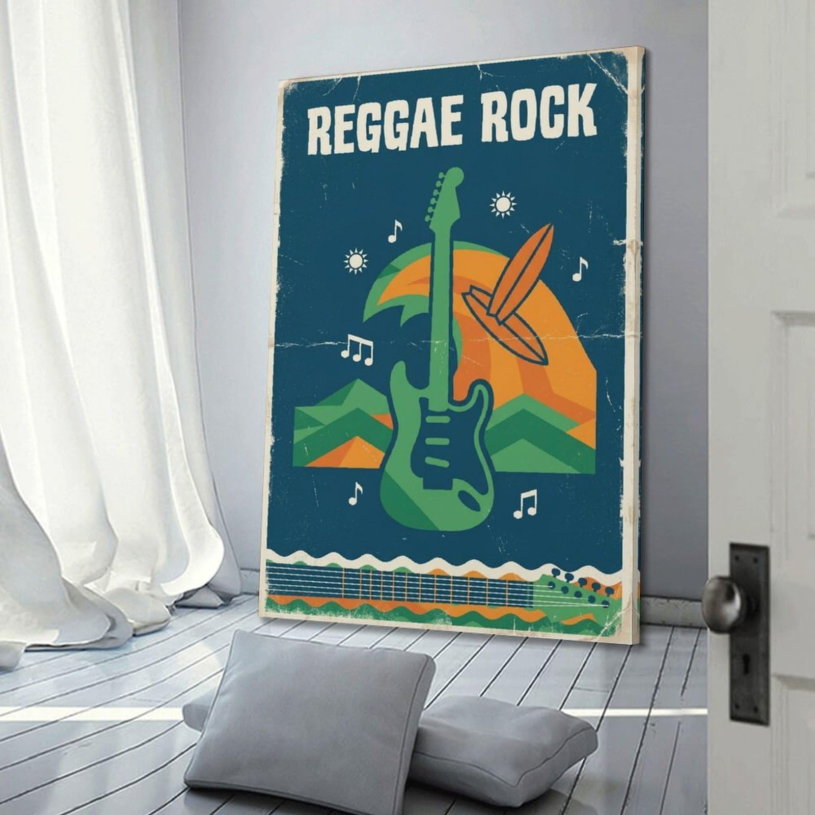 XKUGA Poster con stampa su tela con spiaggia tropicale, estate, surf, reggae, rock, moderna, decorativa, ideale per famiglia, grotta degli uomini, sala giochi, camera da letto di ragazzi e ragazze, 50