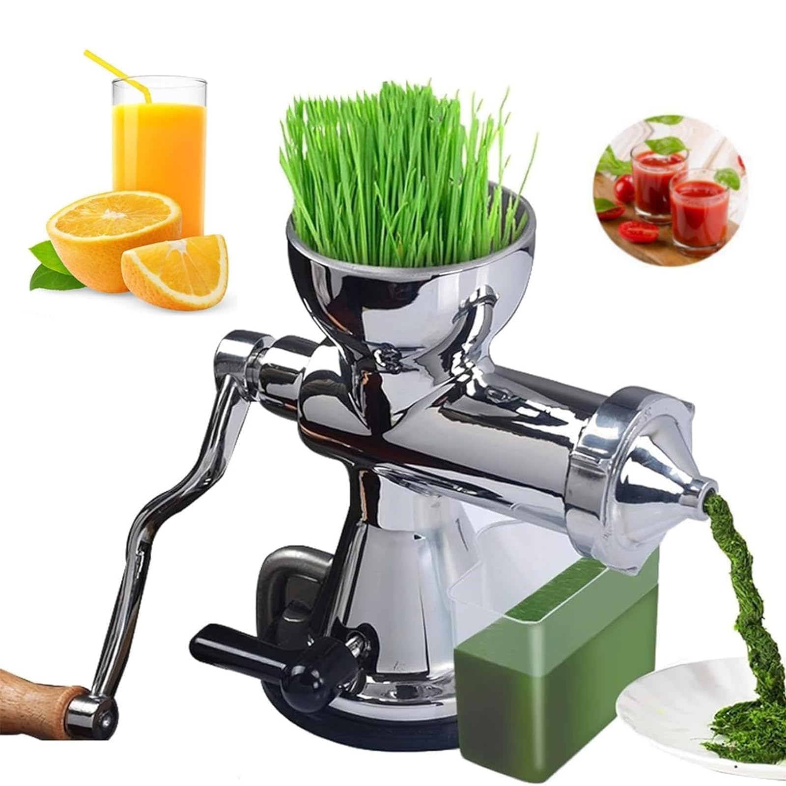 XNXYSMKJ Cold Press Juicer with Suction Base and Table Clamp for Wheatgrass,Spinach, Kale, Pomegranates, Ginger - Manual Juice Extractor