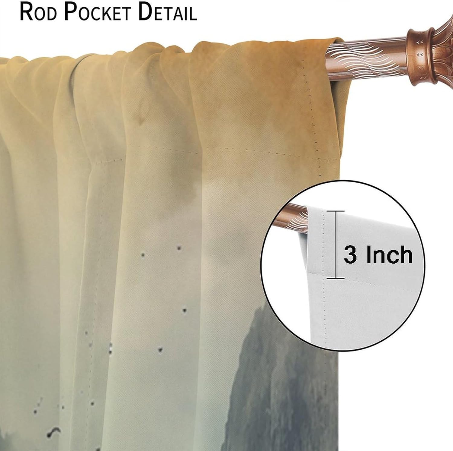 Vintage Chinese Ink Curtains, Mysterious Foggy Mountain, Rod Pocket Blackout Thermal Insulation Window Drapes for Living Room Bedroom Bathroom (21x45in) x2 Panels