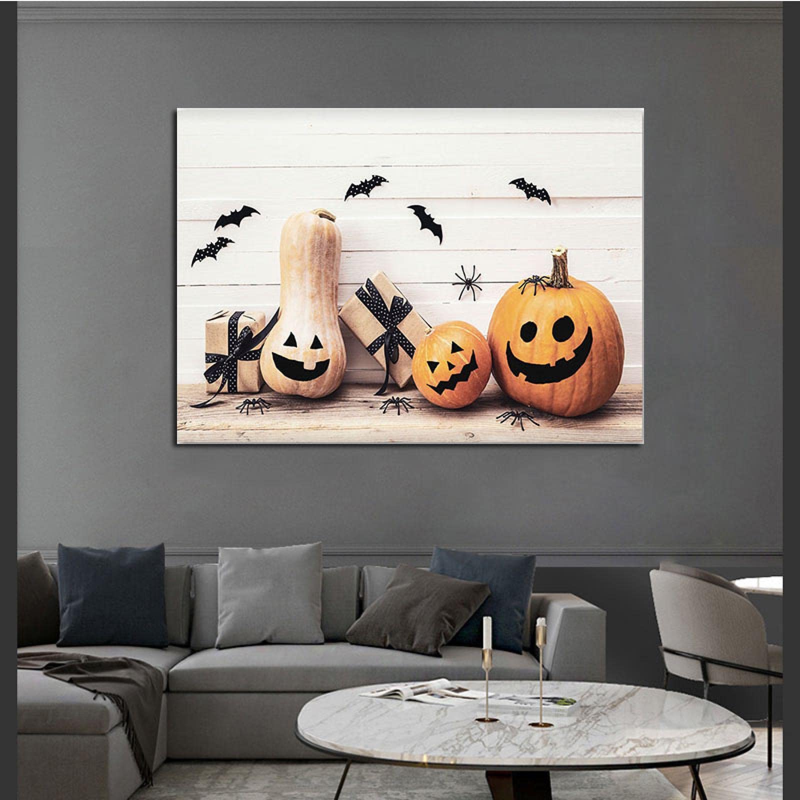 Amazon.co.jp: 秋の絵「ハロウィンかぼちゃとカボチャ」。不織布