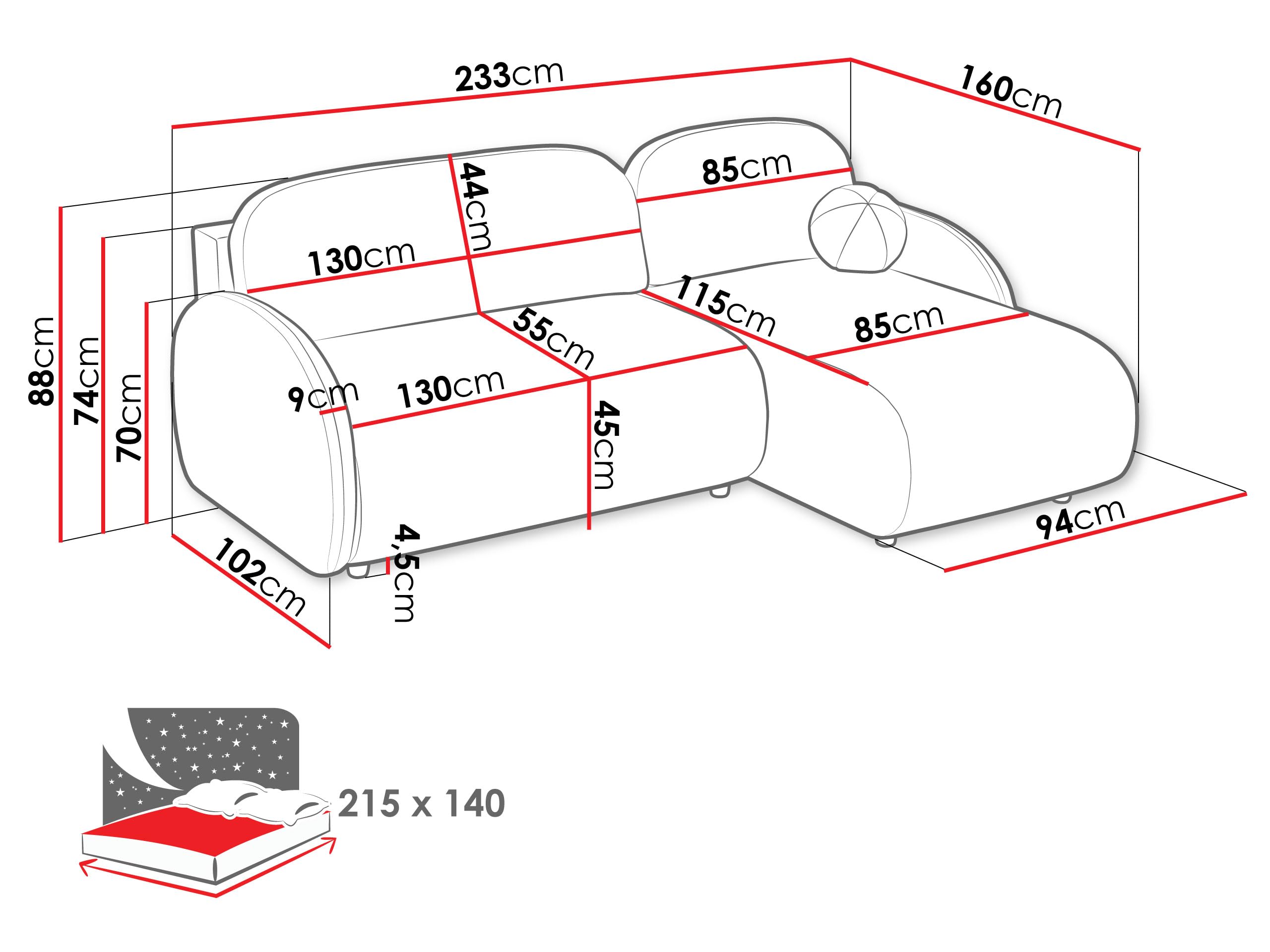 Mirjan24 Ecksofa mit Bettkasten Drinoz L, Eckcouch mit Schlaffunktion, Couch, Wohnlandschaft mit Bettfunktion, L-Form Sofa, Ottomane universell (Sereno 686)