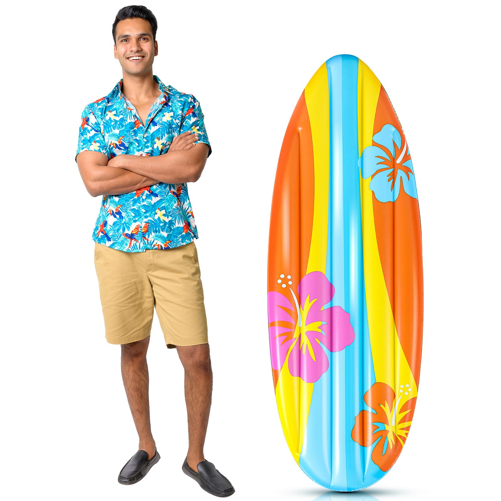 Cunhill Inflatable Surf Board Luau Decoration Inflatable Surfboard for Beach Luau Surfboard Inflate Surfboard Decor Tropical Beach Pool Toy for Hawaiian Beach Party Adults, 5 ft Long