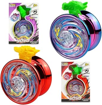 2 PCS Light Up Yo-Yo for Kids, Magic Yo-Yo Set with Red & Purple LED Lights, Beginner Gifts, Responsive Yo-Yo Toy for Tricks and Magic Performances, Includes Protective Case and Accessories Girls -2