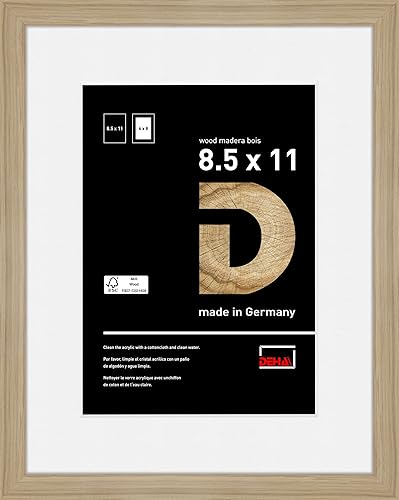 DEHA Design Marco Narvik de madera de roble natural de 8.5 x 11 pulgadas con vidrio acrílico resistente a los golpes, formato horizontal y vertical