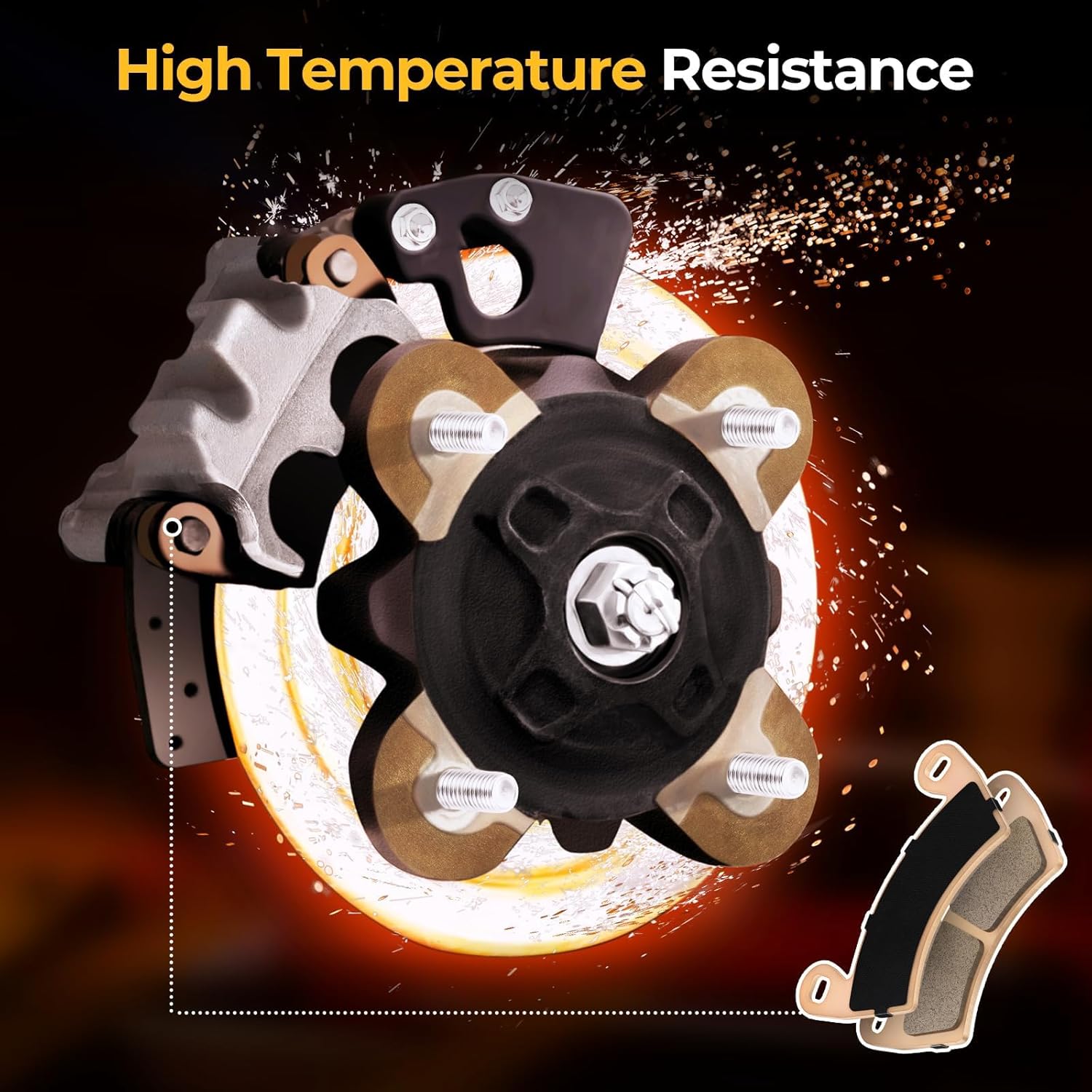 Front Rear Sintered Brake Pads for Polaris RZR-4-800 RZR-900 2010-2014 Ranger 500 570-Crew 570-Full-Size 700 800 900 1000