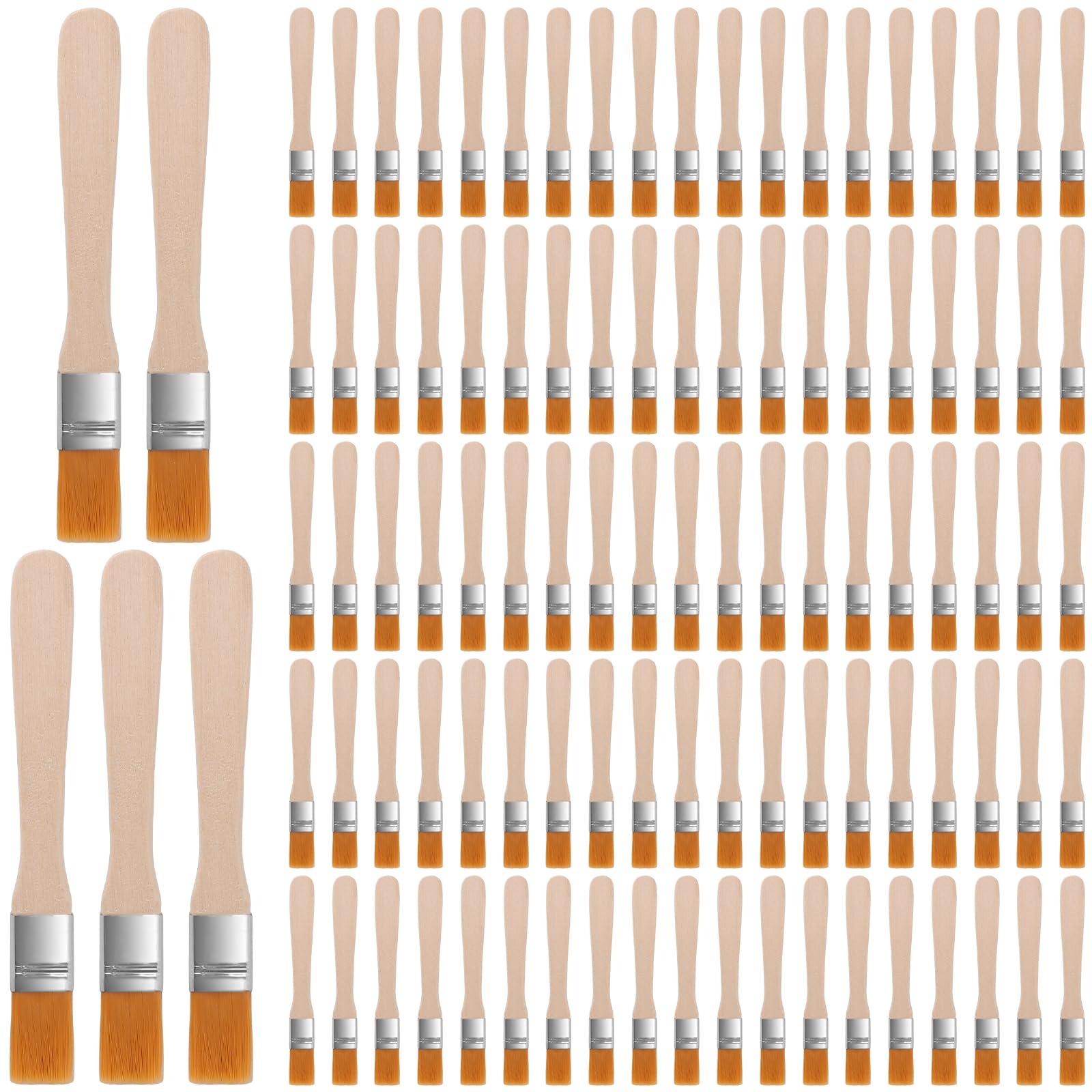 PINGEUI 100 Pcs 1/2 Inch Paint Brushes Glue Brush, Chip Paint Brush with Wooden Handle, Small Flat Brushes for Walls Touch Up, Cabinets Fences Painting, Cleaning Dust