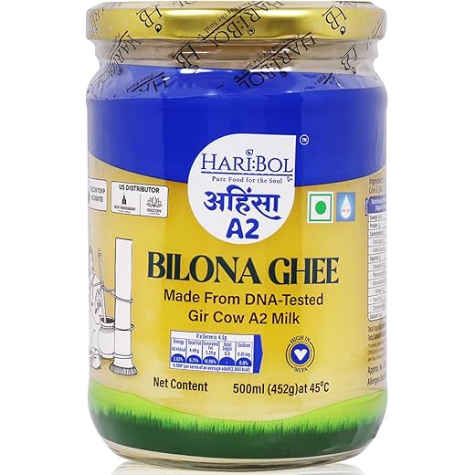 HARI:BOL Desi Gir Cow Bilona Ghee 500 Ml|Dna Tested Desi Cow Desi Gir Cow Milk|Glass Jar|Bilona Method|Pure,Natural&Healthy