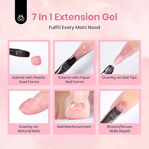 Miniatura 80 de Beetles - Kit de extensión de gel de uñas de polietileno, 6 colores de gelatina nude con solución deslizante, mejora de uñas para principiantes y 0