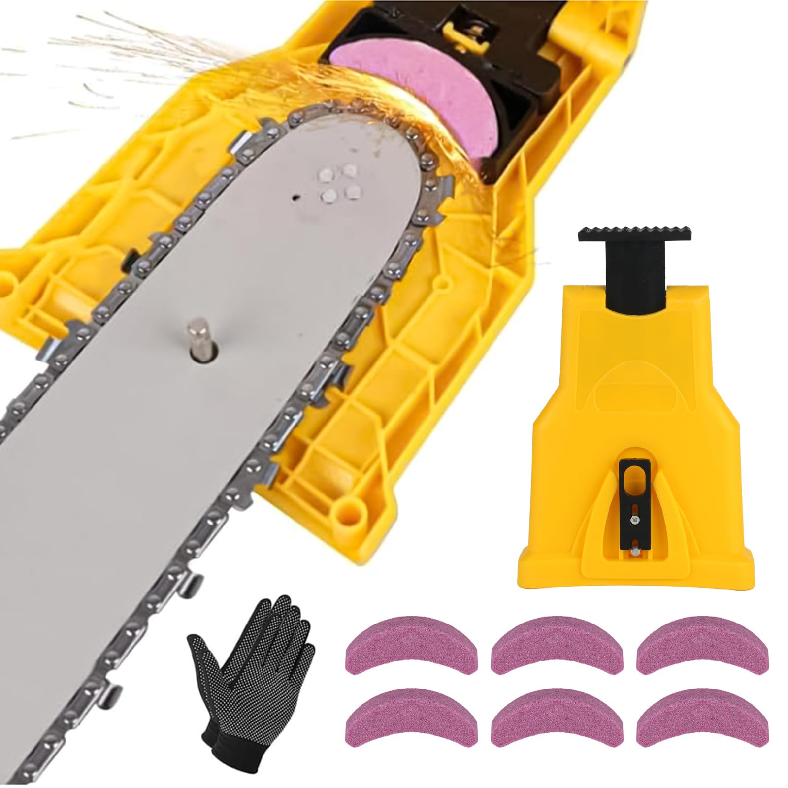 Affûteur Manuel De Chaîne De Tronçonneuse – Portable Avec Manivelle, 5 Têtes De Ponçage | Pour Tous Types De Tronçonneuses