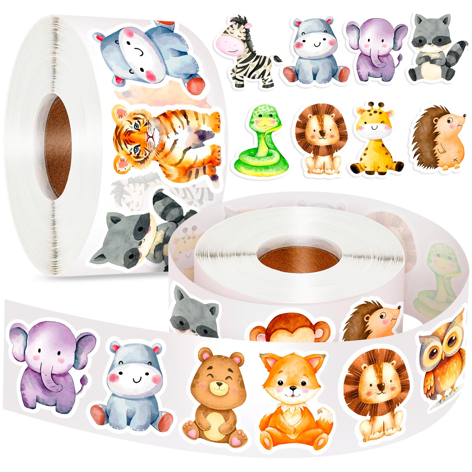 1200 Pcs Animal Stickers for Kids 2 Roll Nature Stickers Cute Roll Sticker for Teacher Reward School Supplies Incentives (16 Styles)